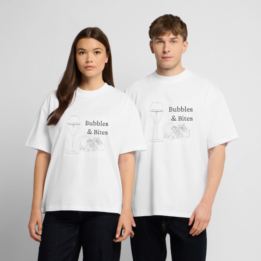 Bubbles&Bites cheese Unisex oversized heavyweight t-shirt - hvid
