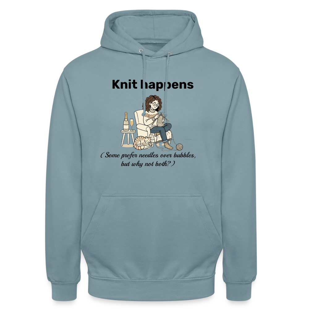 Knit happens Hættetrøje unisex - gråblå