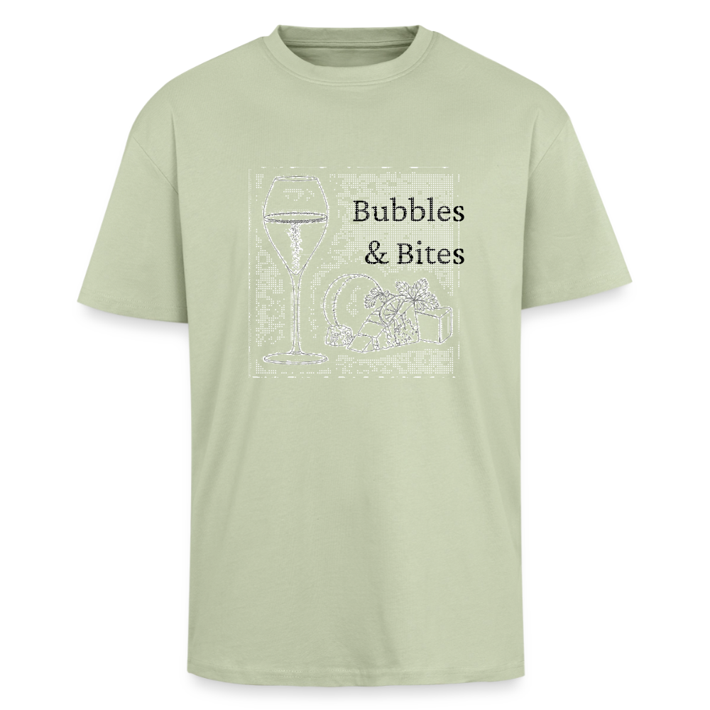 Bubbles&Bites cheese Unisex oversized heavyweight t-shirt - lys salviegrøn 