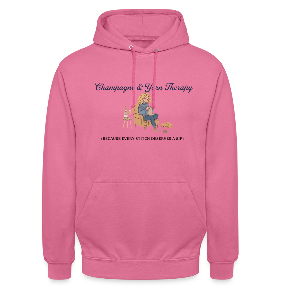 Champagne & Yarn Therapy Hættetrøje unisex - pink