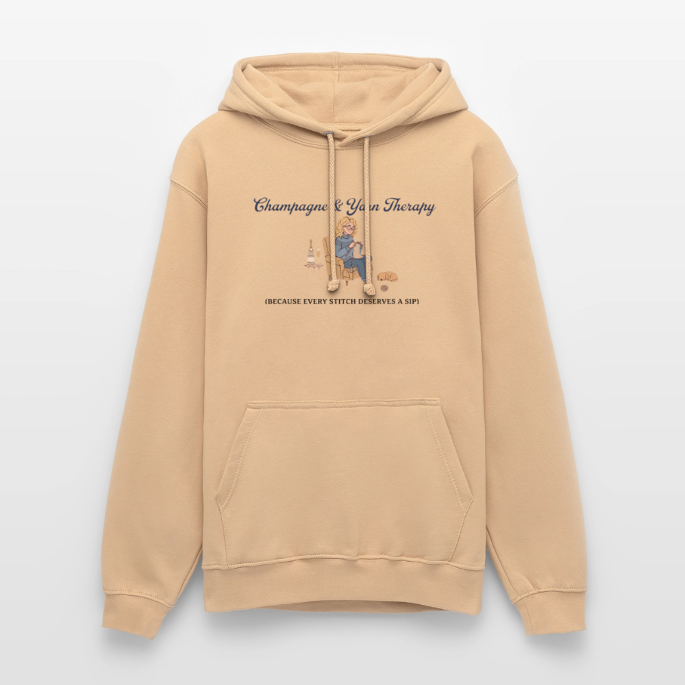 Champagne & Yarn Therapy Hættetrøje unisex - fersken