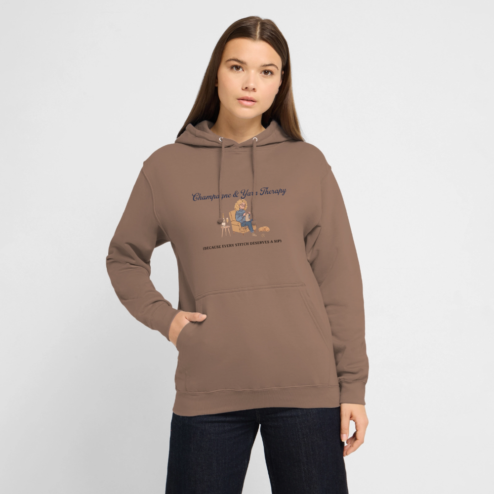 Champagne & Yarn Therapy Hættetrøje unisex - mokka