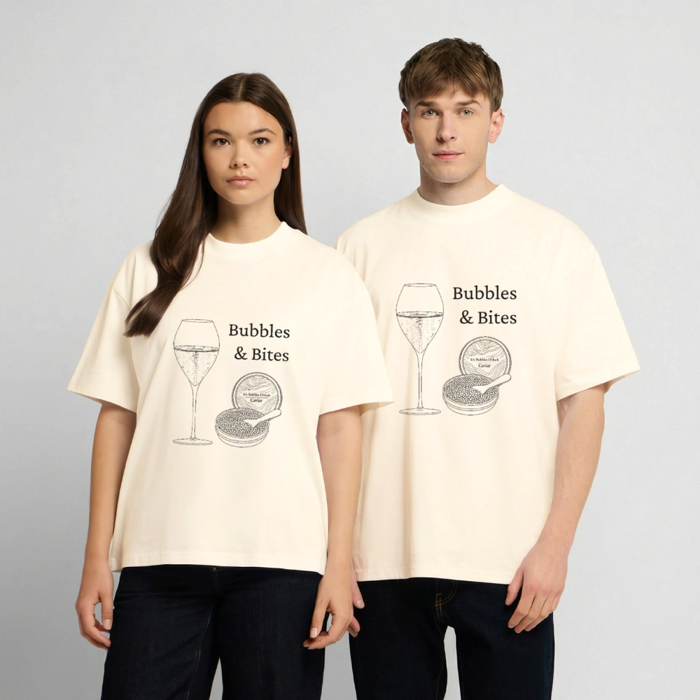 Bubbles&Bites caviar Unisex oversized heavyweight t-shirt - creamfarvet