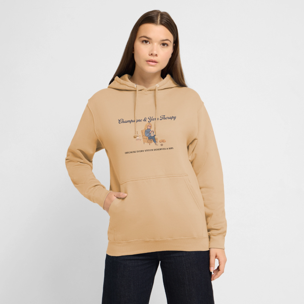 Champagne & Yarn Therapy Hættetrøje unisex - fersken