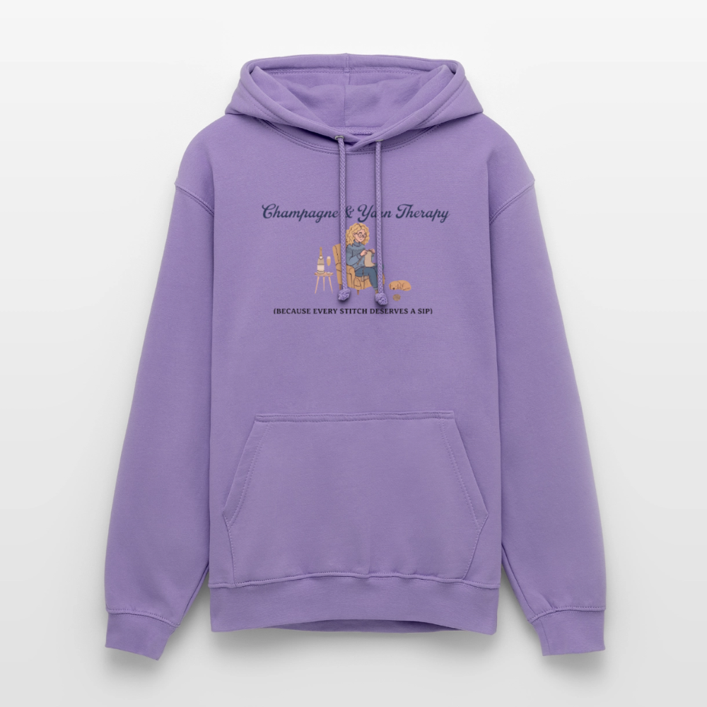 Champagne & Yarn Therapy Hættetrøje unisex - lavendel