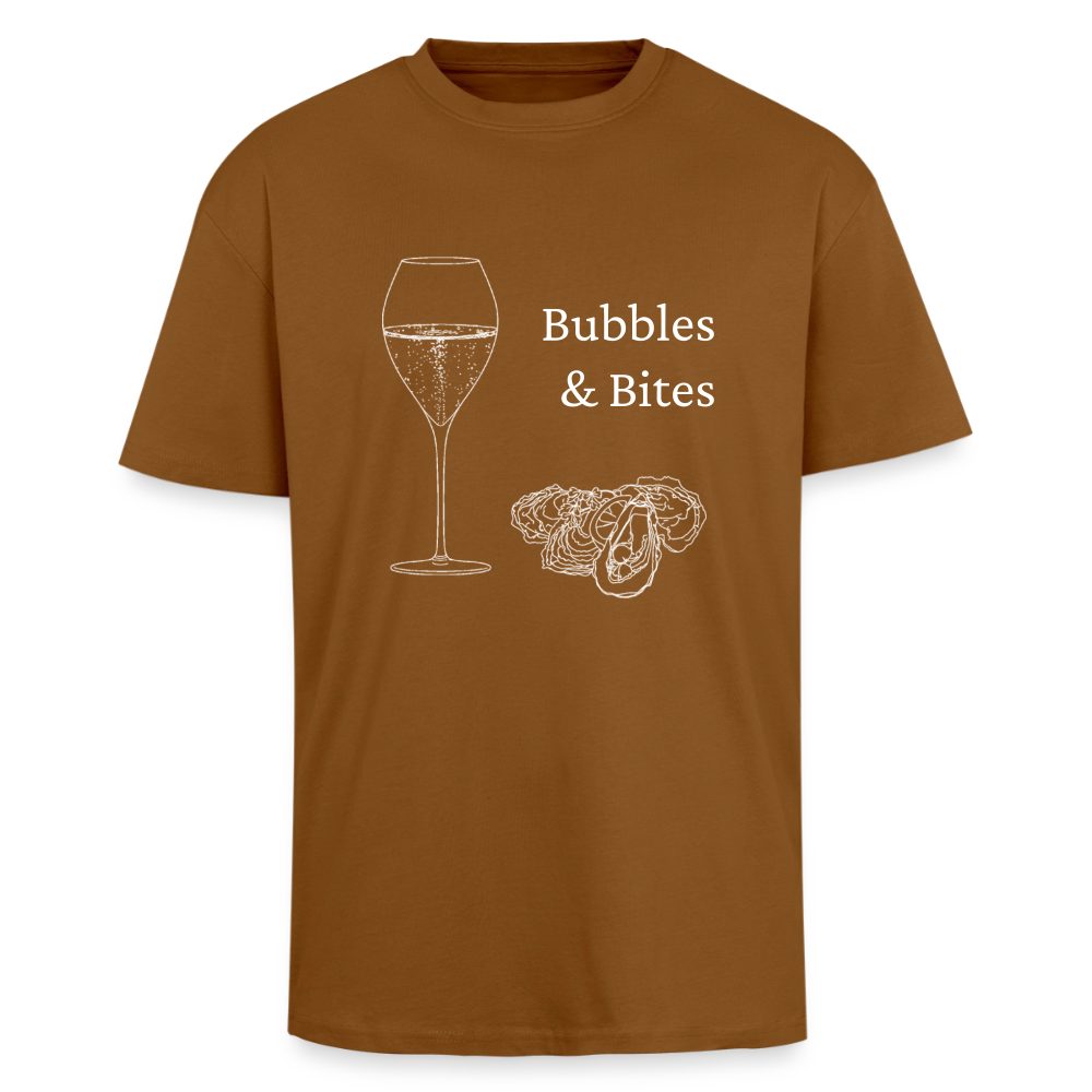 Bubbles&Bites Oysters Unisex oversized heavyweight t-shirt - toffee