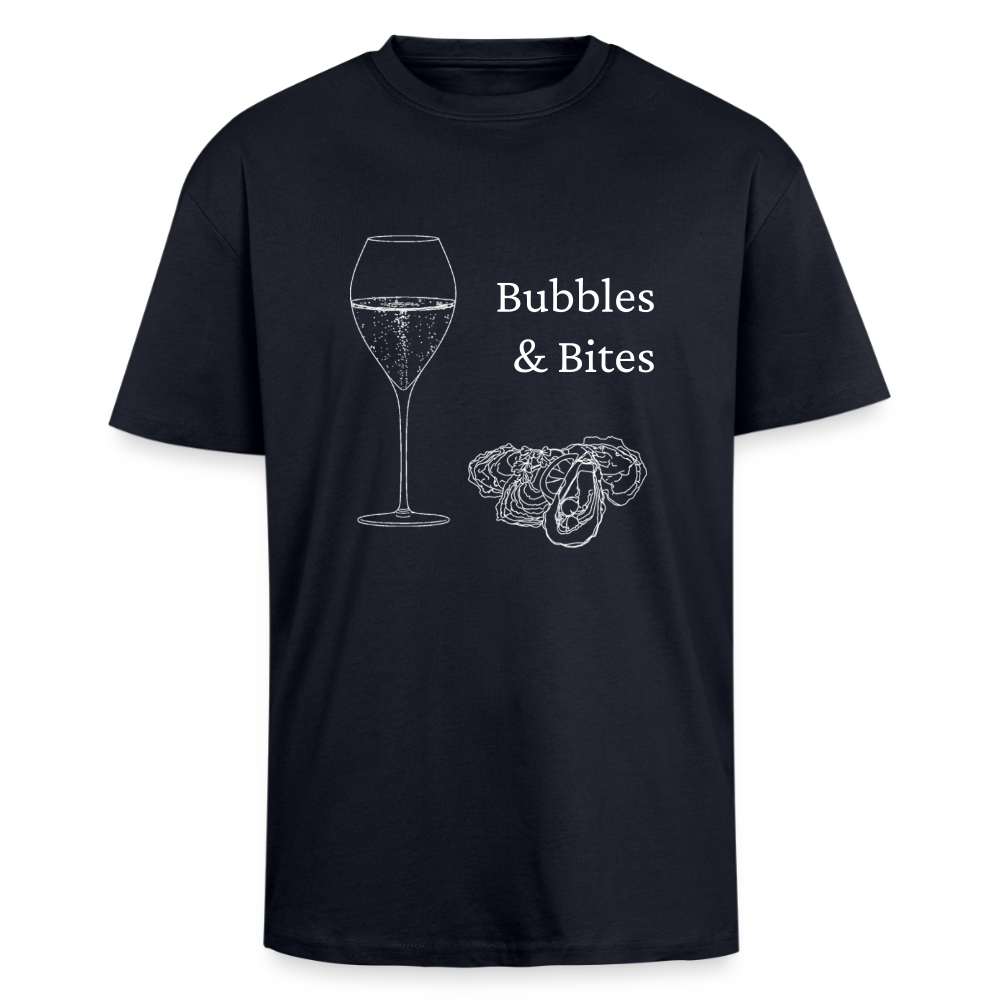 Bubbles&Bites Oysters Unisex oversized heavyweight t-shirt - navy