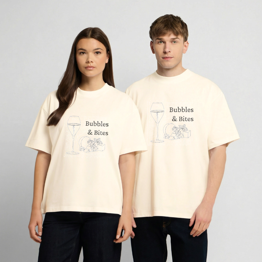 Bubbles&Bites cheese Unisex oversized heavyweight t-shirt - creamfarvet