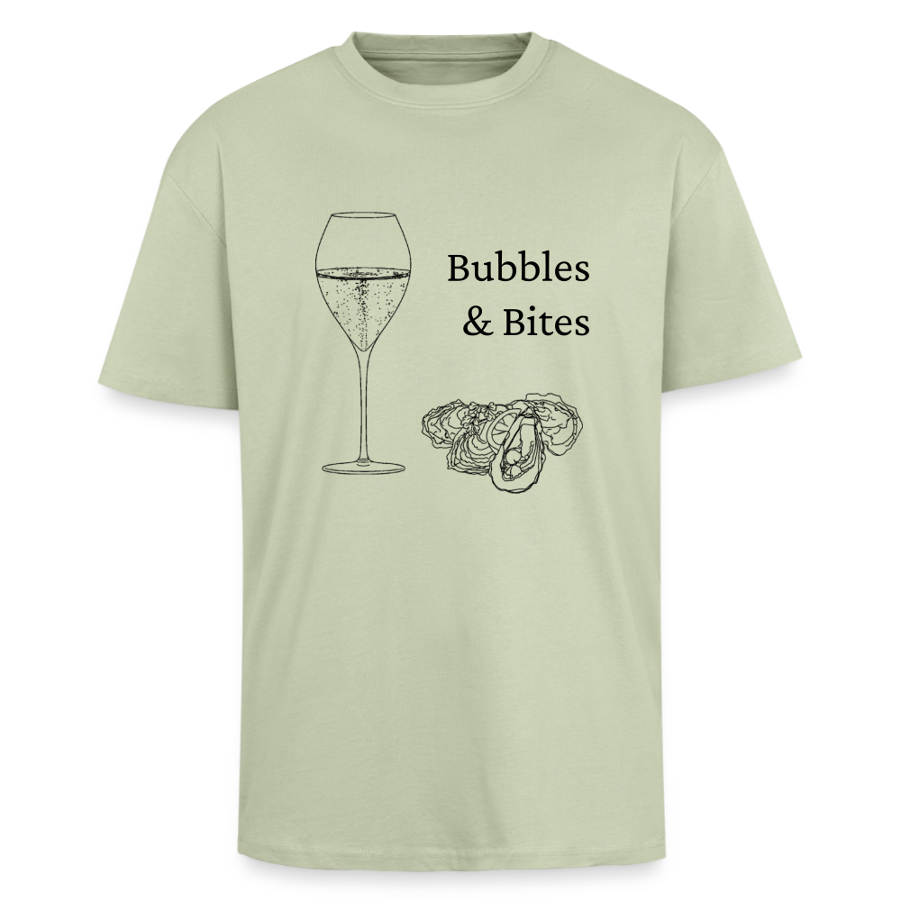 Bubbles&Bites oysters Unisex oversized heavyweight t-shirt - lys salviegrøn 