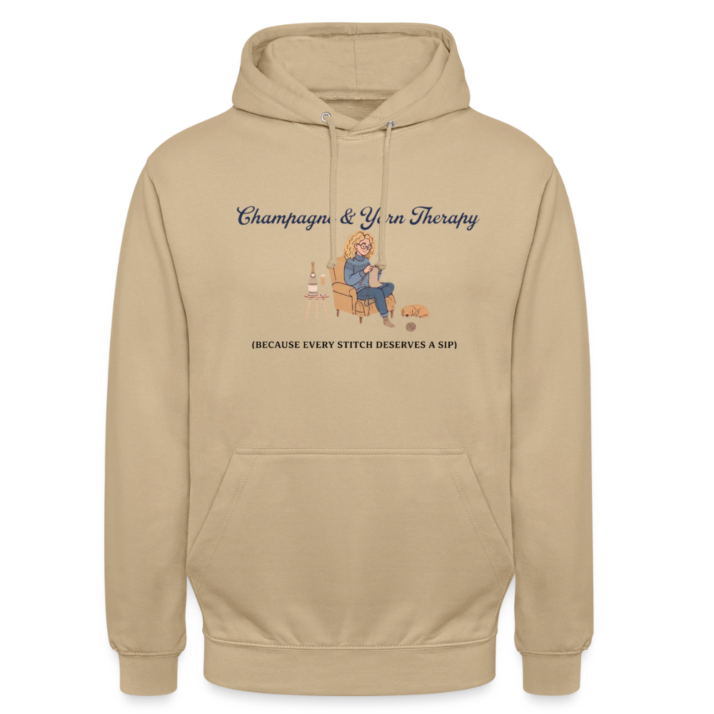 Champagne & Yarn Therapy Hættetrøje unisex - beige