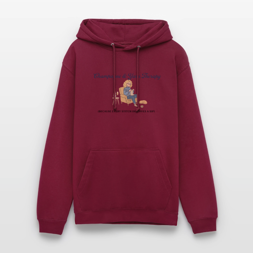 Champagne & Yarn Therapy Hættetrøje unisex - bordeaux