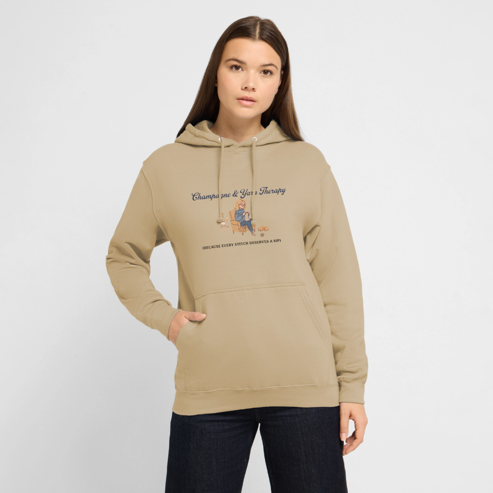 Champagne & Yarn Therapy Hættetrøje unisex - beige