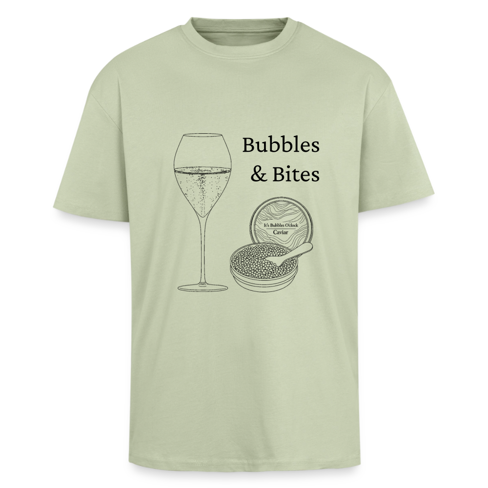 Bubbles&Bites caviar Unisex oversized heavyweight t-shirt - lys salviegrøn 